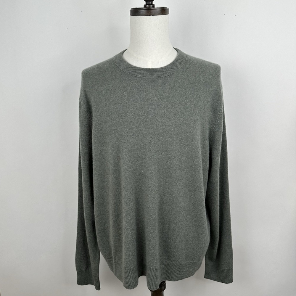 NWT Banana Republic‎ Men's Cashmere Crew Neck Sweater XXL Heather Grey Green